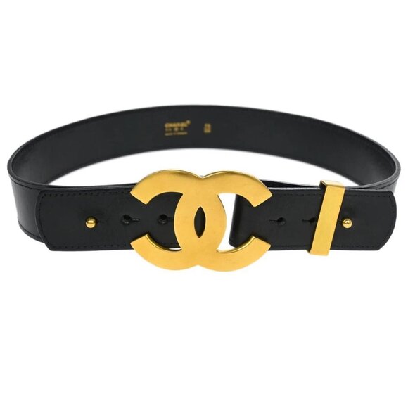 Chanel Black Leather Belt #75/30 96A Small Good - Picture 1 of 7